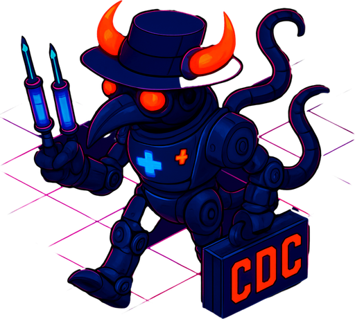 Neon cyberpunk anime top down isometric animatronic plague doctor cyborg demon medic CDC corporate robot monster disease pestilence medicine syringes Walking animation