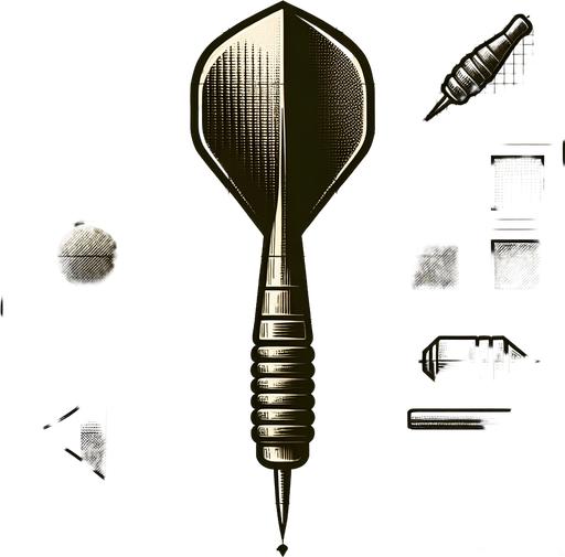 Dart seen from the side.
Single Game Texture.  In-Game asset.  2d.  Blank background.  High contrast.  No shadows