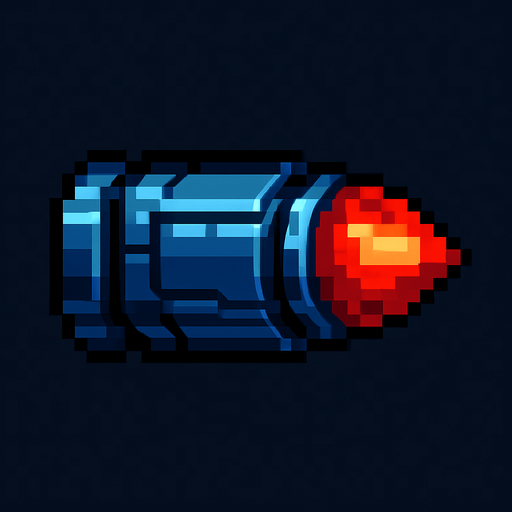pixel art sci-fi bullet.
In-Game asset.  2d.  High contrast.  No shadows