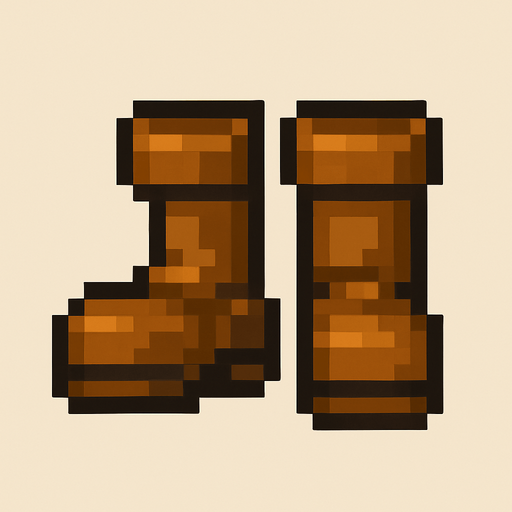brown pixel 2dd game boots.
In-Game asset.  2d.  High contrast.  No shadows