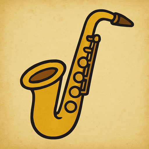 Saxophone in professor Layton game style.
In-Game asset.  2d.  High contrast.  No shadows
