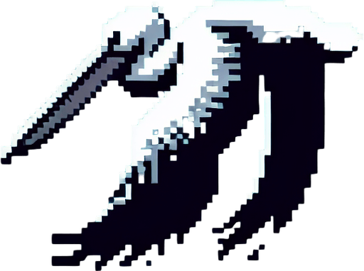 8-bit profile of pelican flapping it's wings downward.
Single Game Texture. In-Game asset. 2d. Blank background. High contrast. No shadows.