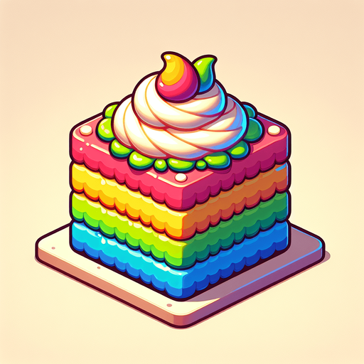 cake.
Single Game Texture.  In-Game asset.  2d.  Blank background.  High contrast.  No shadows