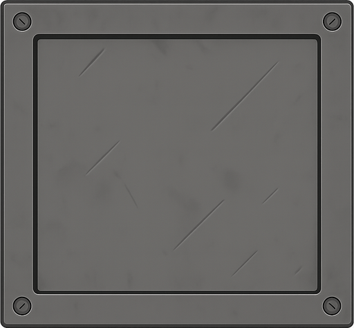 make it as a perfect rectangle, screws on all the corners. no background, transparent background