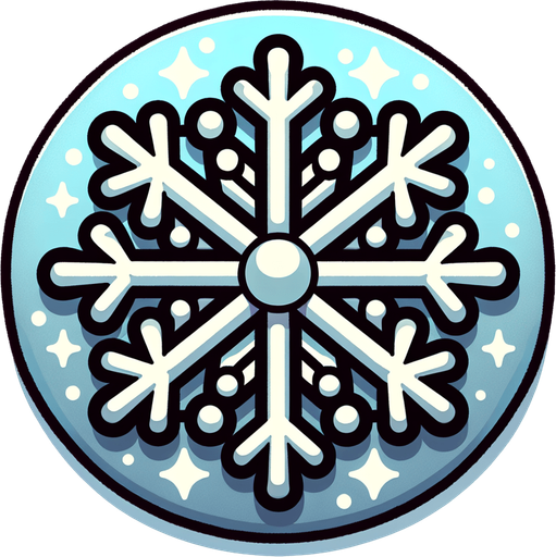 a single cartoon snowflake.
Single Game Texture. In-Game asset. 2d. Blank background. High contrast. No shadows.