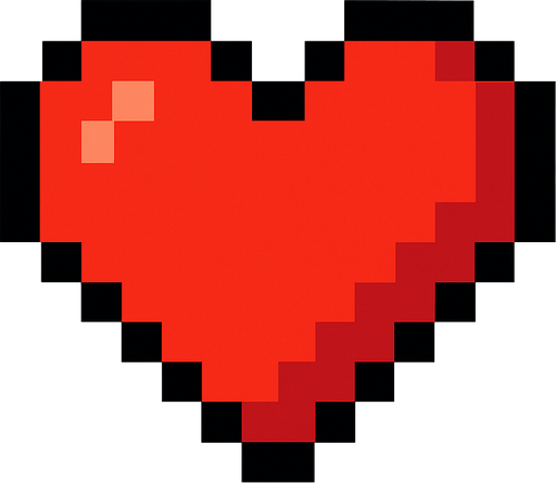 Piksel Kalp Resmi.
In-Game asset.  2d.  High contrast.  No shadows