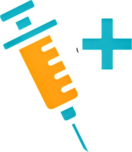 vaccine with a plus sign.
In-Game asset.  2d.  High contrast.  No shadows