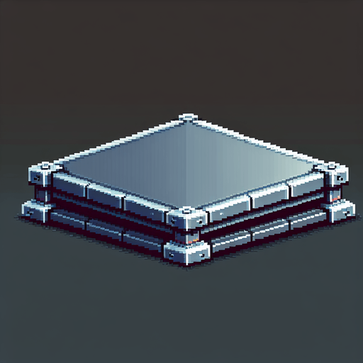 Metalic platform. 2d. 8-bit. Side view. Single Game Texture. In-Game asset. 2d. Blank background. High contrast. No shadows..
Single Game Texture. In-Game asset. 2d. Blank background. High contrast. No shadows.