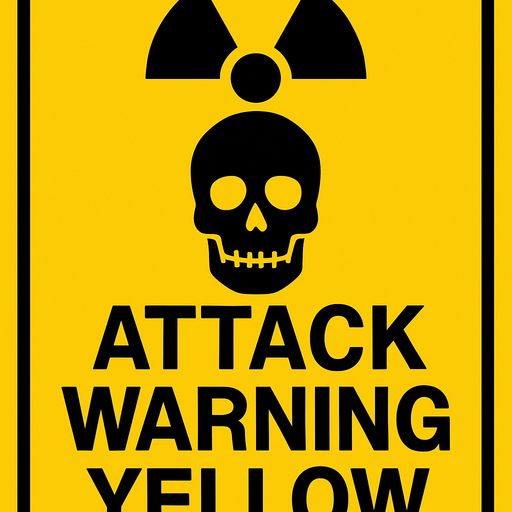 attack warning yellow have a dead logo.
In-Game asset.  2d.  High contrast.  No shadows