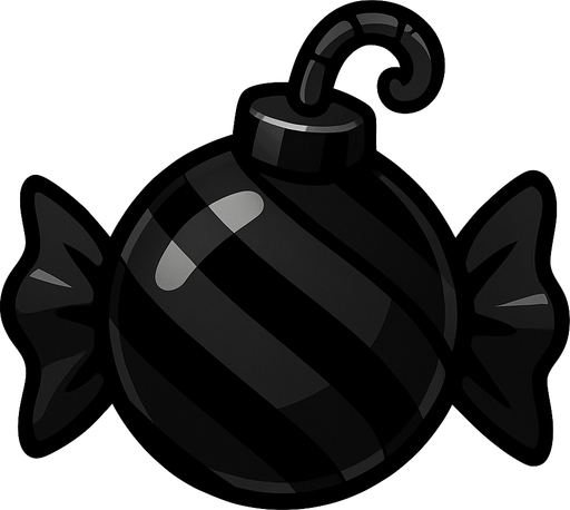 black candy bomb.
In-Game asset.  2d.  High contrast.  No shadows