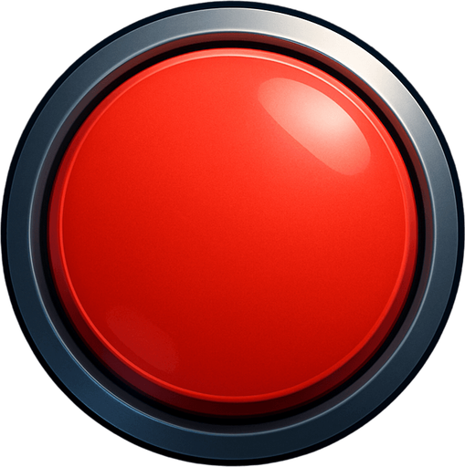 Modern App Store icon, high definition, square with rounded corners, for a game titled "Red Button Clicker" and with the description "Tap the red button to earn points and unlock bonuses that multiply your scoring power in this addictive clicker game.". No text on icon!