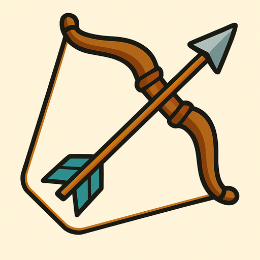 Bow with Arrow.
In-Game asset.  2d.  High contrast.  No shadows