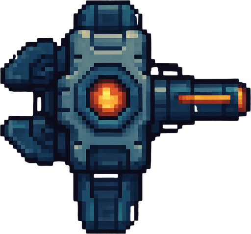 top down sci-fi cannon. pixel art