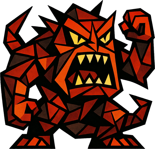 Aşırı kızgın, kübizm tarzında bir canavar çiz..
In-Game asset.  2d.  High contrast.  No shadows