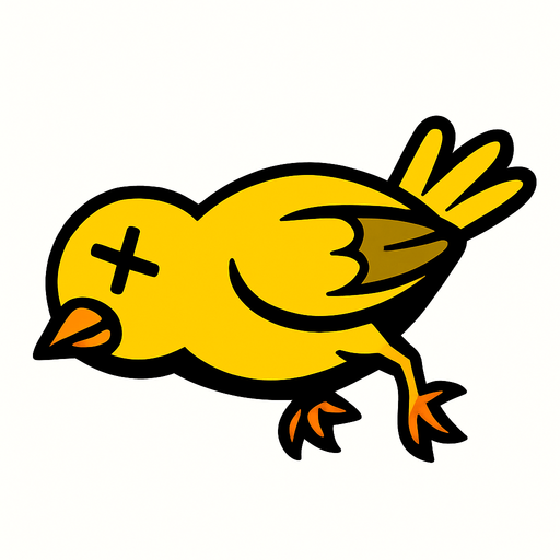 dead yellow bird.
In-Game asset.  2d.  High contrast.  No shadows