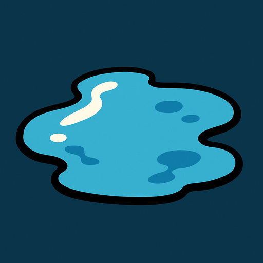 Water puddle.
In-Game asset.  2d.  High contrast.  No shadows