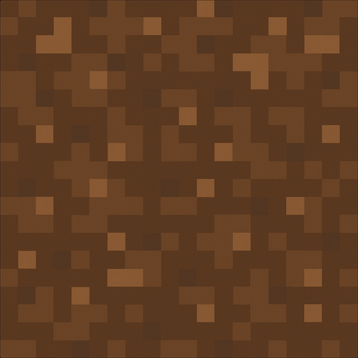 Make a 2D top-down pixelated flat image of Dirt.
In-Game asset.  2d.  High contrast.  No shadows
