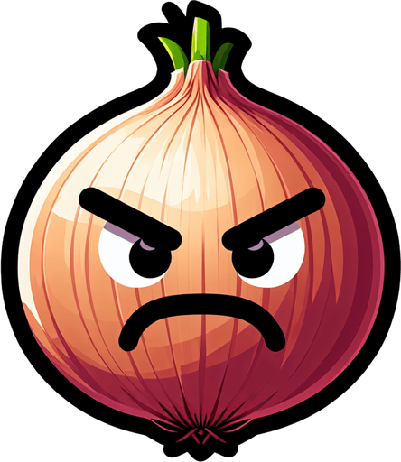 An angry-looking onion.
Single Game Texture. In-Game asset. 2d. Blank background. High contrast. No shadows.