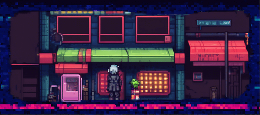 cyberpunk pixel art street