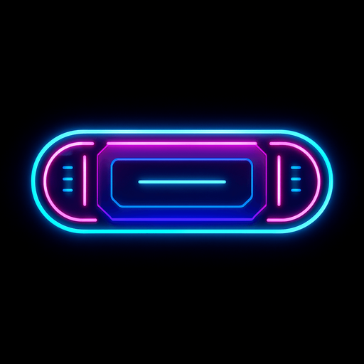 I want a neon sci-fi styled arkanoid paddle image for my 2d game.
In-Game asset.  2d.  High contrast.  No shadows
