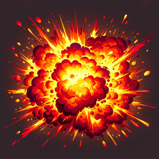 fire explosion.
Single Game Texture.  In-Game asset.  2d.  Blank background.  High contrast.  No shadows