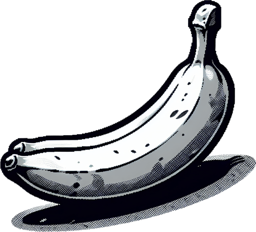 Banana.
Single Game Texture. In-Game asset. 2d. Blank background. High contrast. No shadows.