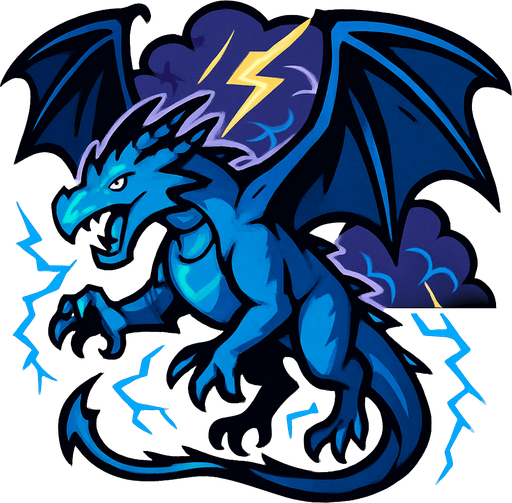 Dragon de l'orage.
In-Game asset.  2d.  High contrast.  No shadows