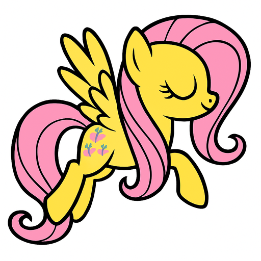 Fluttershy, flying position, 2D, side view.
In-Game asset.  2d.  High contrast.  No shadows