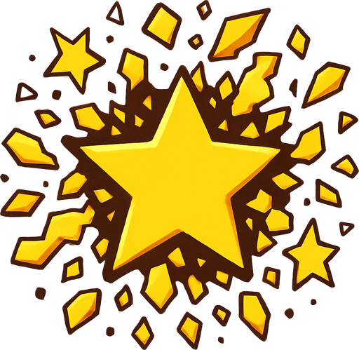star breaking particles yellow.
In-Game asset.  2d.  High contrast.  No shadows