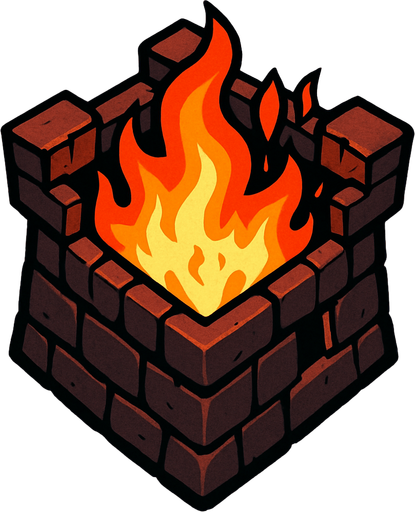 torrre de fuego desde arriba.
In-Game asset.  2d.  High contrast.  No shadows