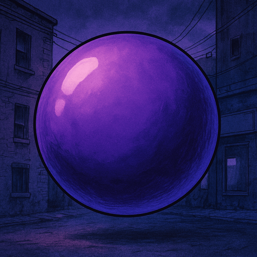 semi-realistic comic book style, lo-fi urban atmosphere, rich textures, cinematic framing, purple and blue tones, soft gradients