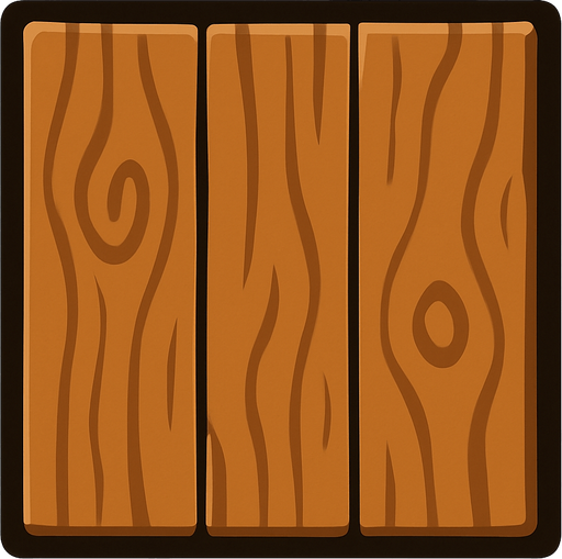 A Wooden square tile with dark borders.
In-Game asset.  2d.  High contrast.  No shadows