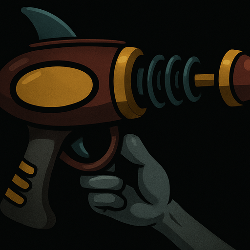 Darker colours held by a grey alien hand