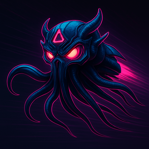 Suspended midair, flying fast, tentacles behind, fully in frame no edges cut off