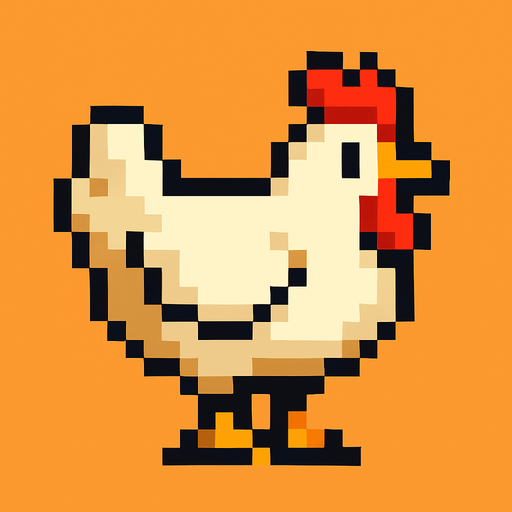 pixel chicken.
In-Game asset.  2d.  High contrast.  No shadows