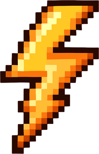 pixel art yıldırım.
In-Game asset.  2d.  High contrast.  No shadows