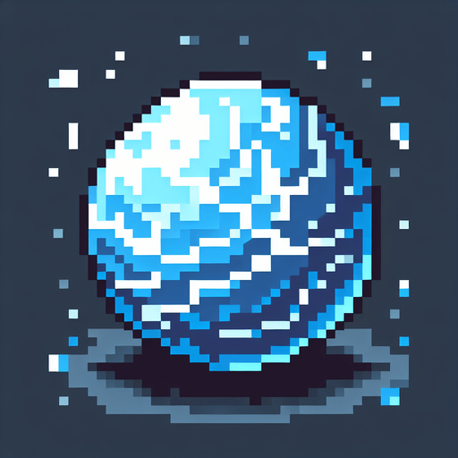 pixel art blue light thunder ball.
Single Game Texture.  In-Game asset.  2d.  Blank background.  High contrast.  No shadows