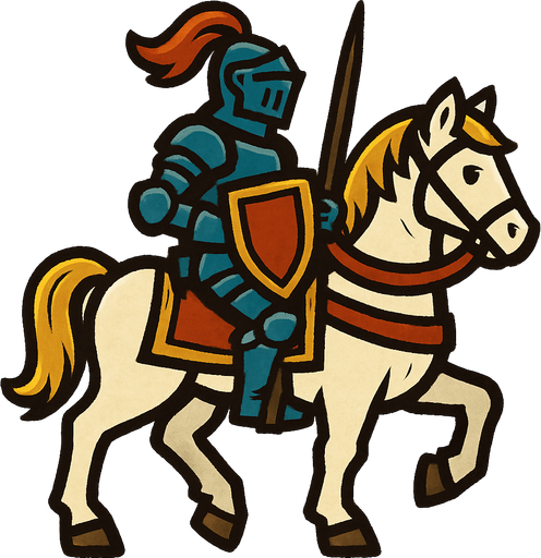 knight with horse.
In-Game asset.  2d.  High contrast.  No shadows