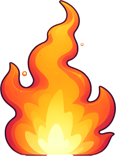 fire cute cartoon 2d.
Single Game Texture.  In-Game asset.  2d.  Blank background.  High contrast.  No shadows