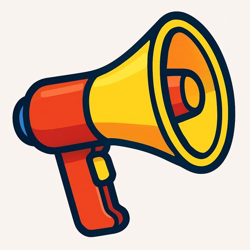cartoon megaphone.
In-Game asset.  2d.  High contrast.  No shadows