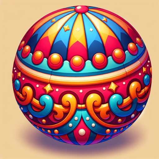circus ball.
Single Game Texture.  In-Game asset.  2d.  Blank background.  High contrast.  No shadows