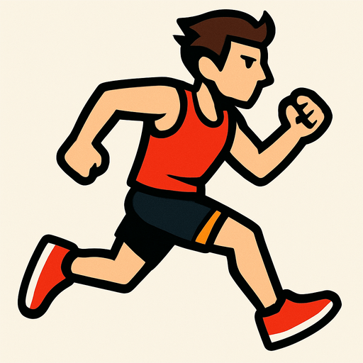 runner with a red shirt.
In-Game asset.  2d.  High contrast.  No shadows