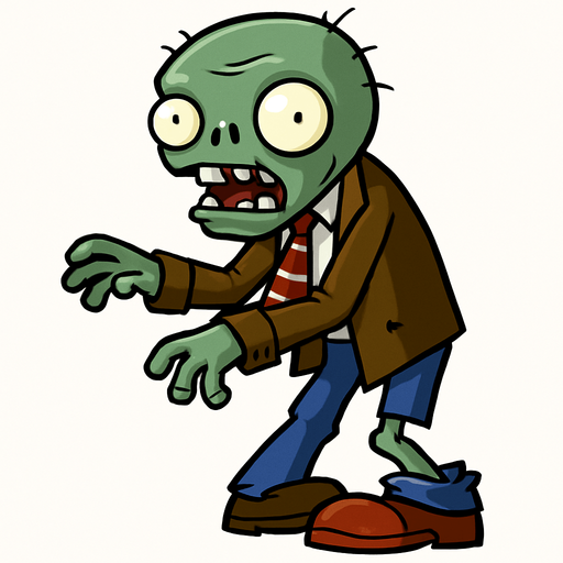 un zombie de pvz.
In-Game asset.  2d.  High contrast.  No shadows