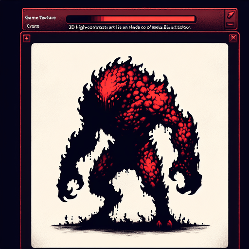 monster dark red meta blu.
Single Game Texture.  In-Game asset.  2d.  Blank background.  High contrast.  No shadows