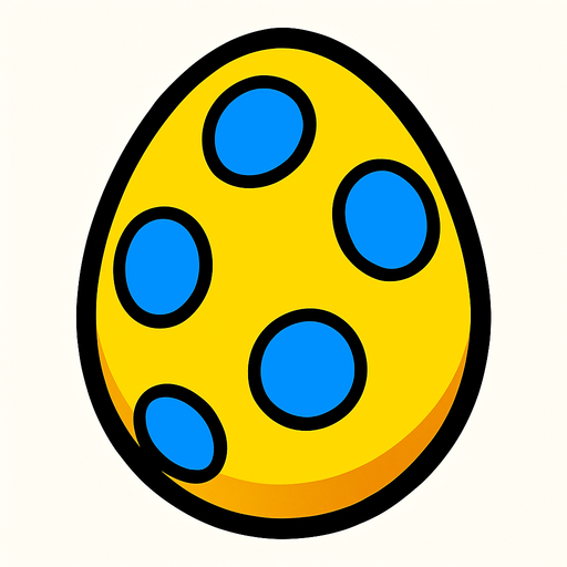 A yellow egg With Blue dots.
In-Game asset.  2d.  High contrast.  No shadows