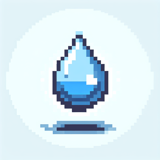8 bit water droplet no shadows.
Single Game Texture. In-Game asset. 2d. Blank background. High contrast. No shadows.