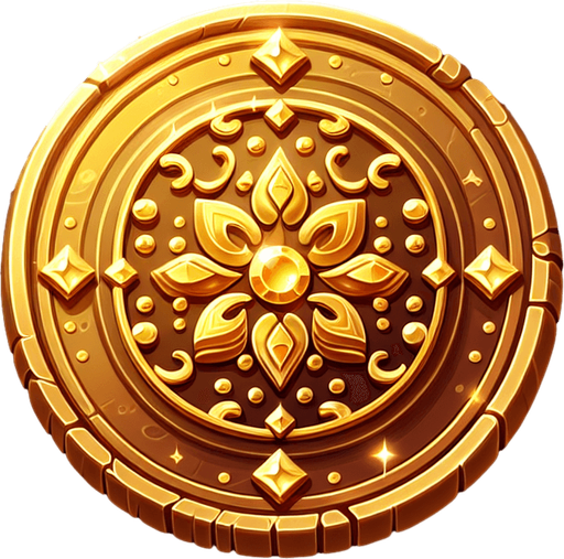 moneda de gold.
Single Game Texture.  In-Game asset.  2d.  Blank background.  High contrast.  No shadows