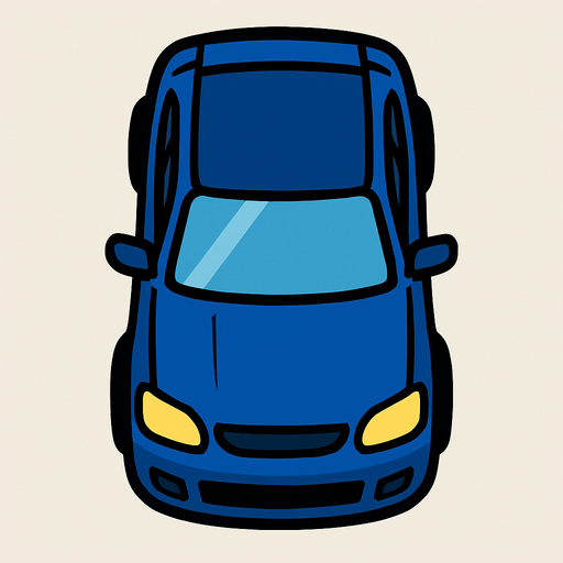 car bird's eye view.
In-Game asset.  2d.  High contrast.  No shadows