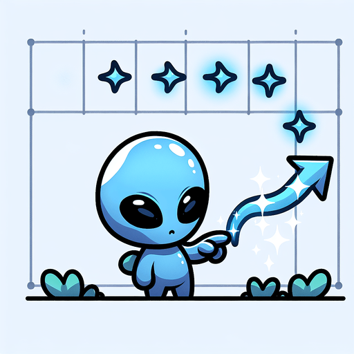 SINGLE alien  in BLUE color with GIF animation of arrows  animation with a spark at the end of the sprite animation.
Single Game Texture. In-Game asset. 2d. Blank background. High contrast. No shadows.