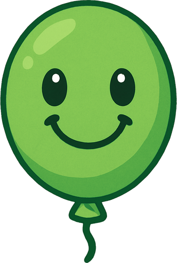 Create a green Ballon with happy face.
In-Game asset.  2d.  No shadows